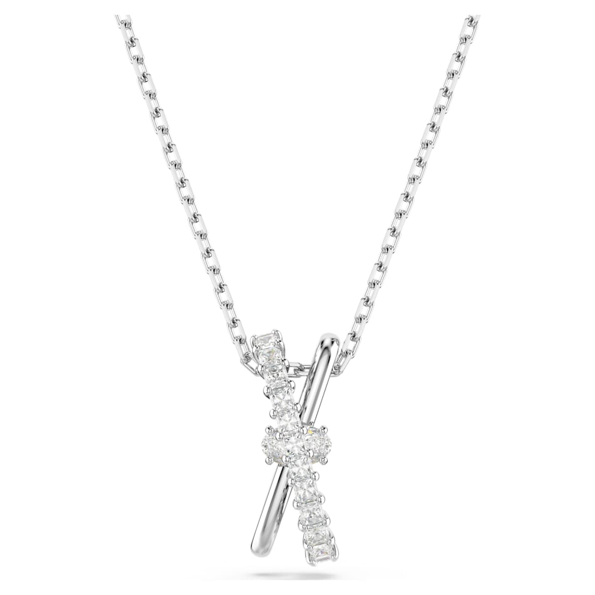 HYPERBOLA PENDANT MIXED CUTS TWIST WHITE RHODIUM PLATED