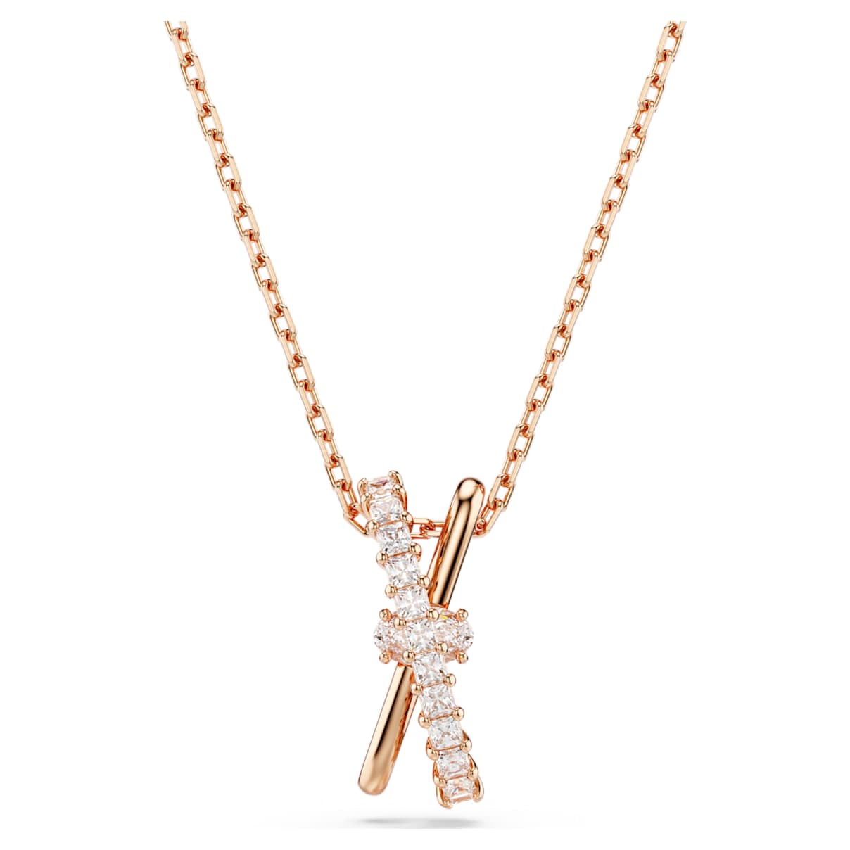 HYPERBOLA PENDANT MIXED CUTS TWIST WHITE ROSE GOLD TONE PLATED