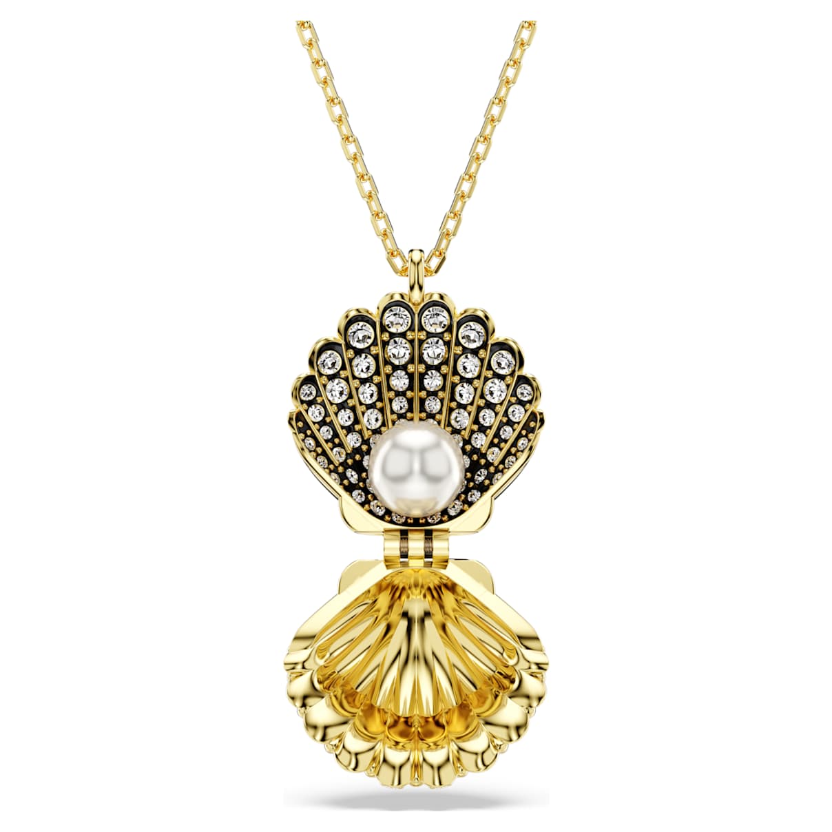 IDYLLIA PENDANT CRYSTAL PEARL SHELL WHITE GOLD TONE PLATED