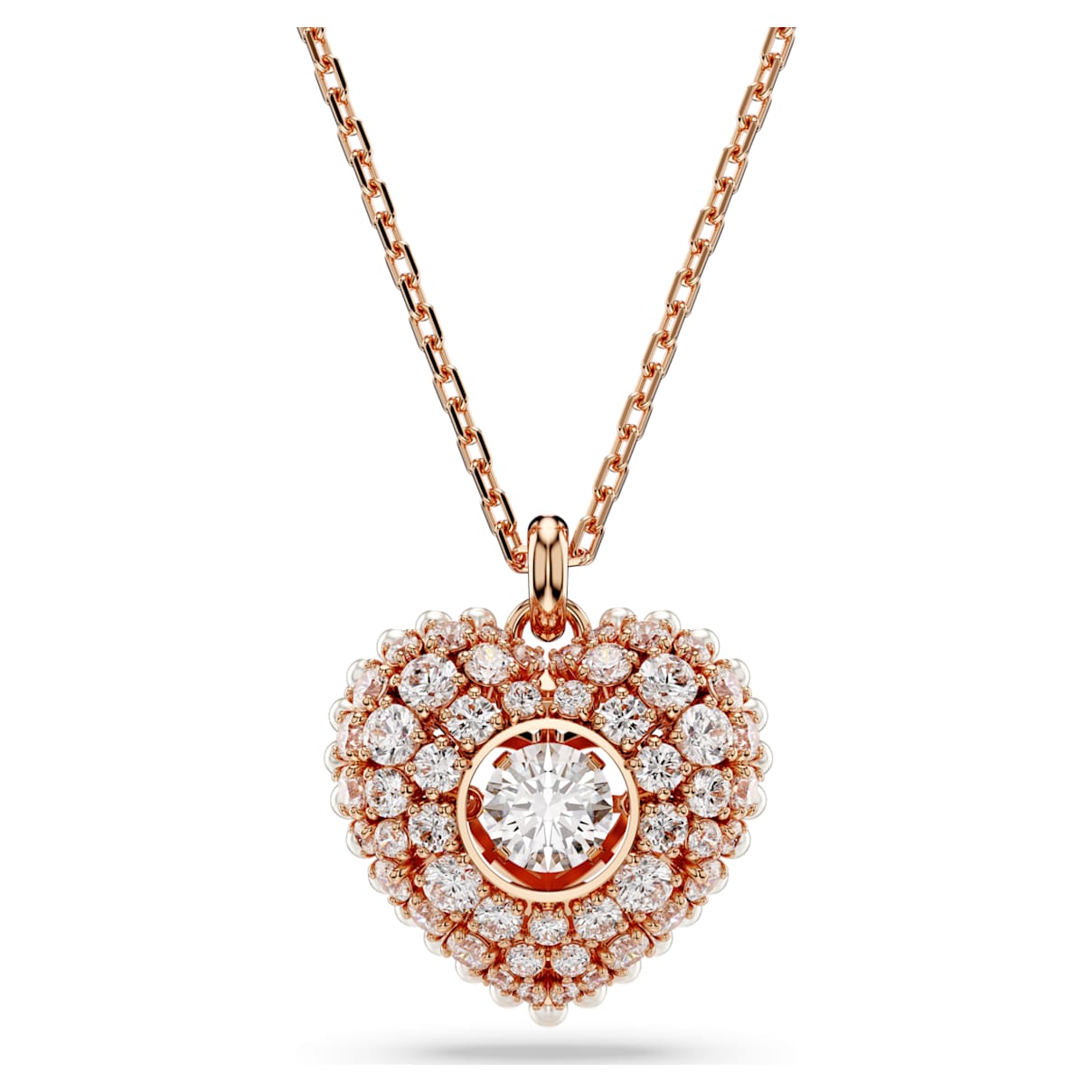 IDYLLIA PENDANT CRYSTAL PEARL HEART WHITE ROSE GOLD TONE PLATED
