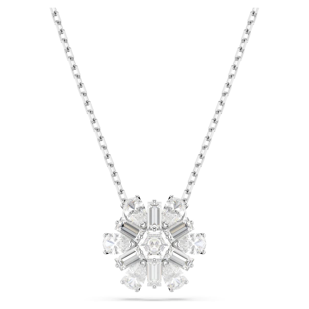 IDYLLIA PENDANT MIXED CUTS SNOWFLAKE WHITE RHODIUM PLATED