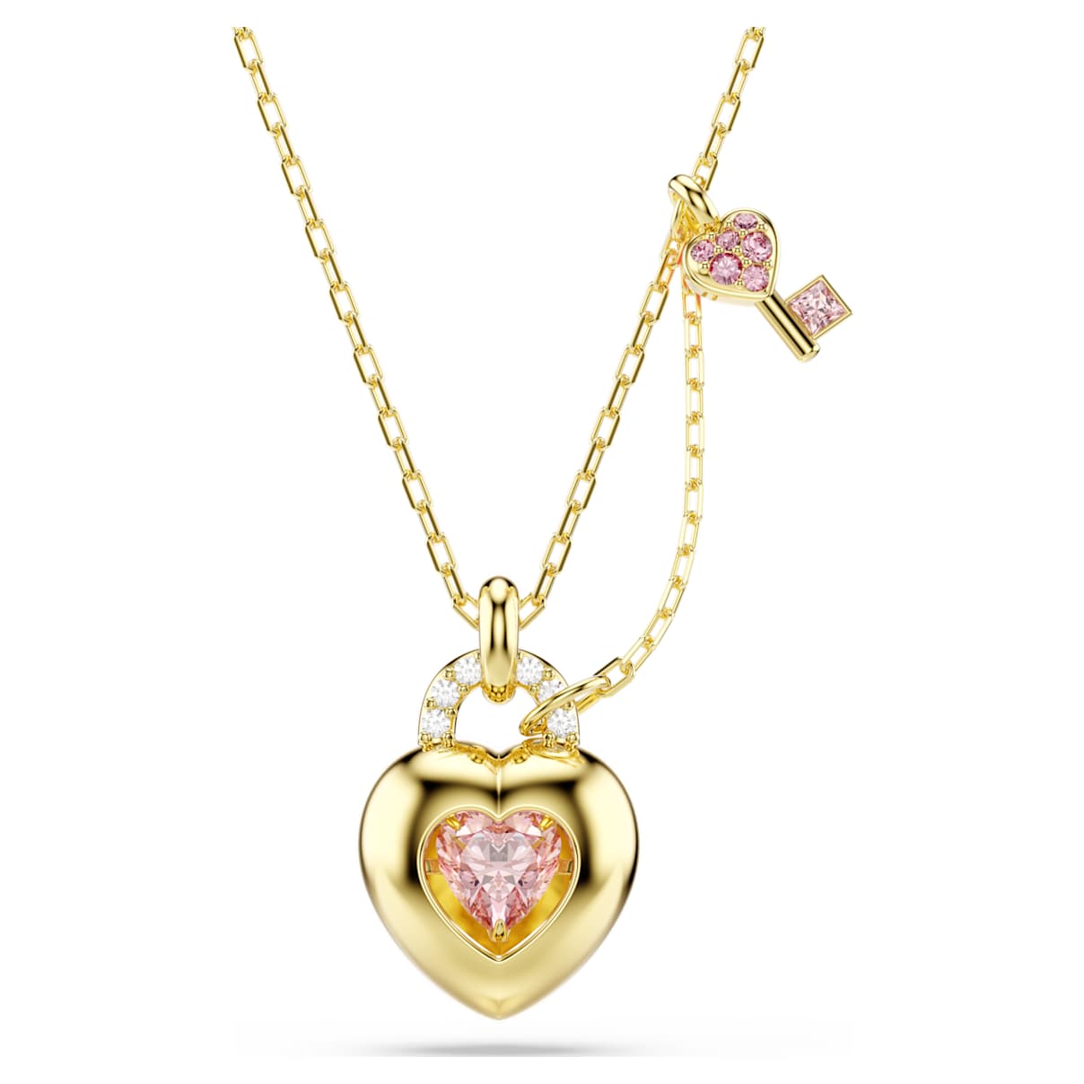 IDYLLIA PENDANT MIXED CUTS HEART KEY PINK GOLD TONE PLATED