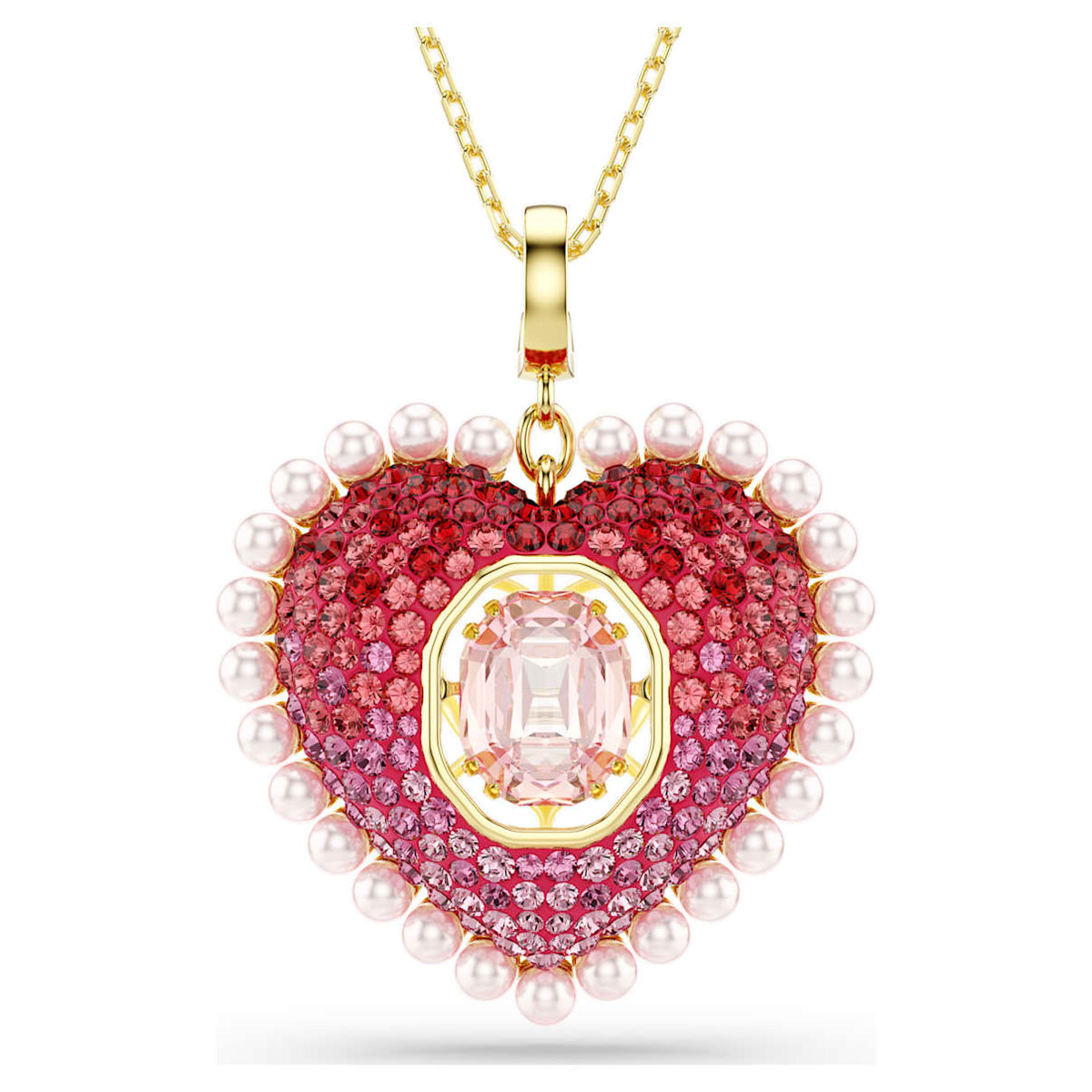 IDYLLIA PENDANT MIXED CUTS HEART PINK GOLD TONE PLATED