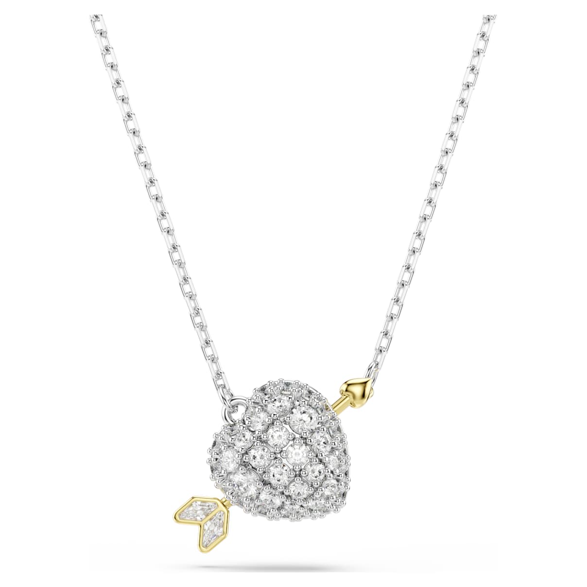 IDYLLIA PENDANT MIXED CUTS HEART WITH ARROW WHITE MIXED METAL FINISH