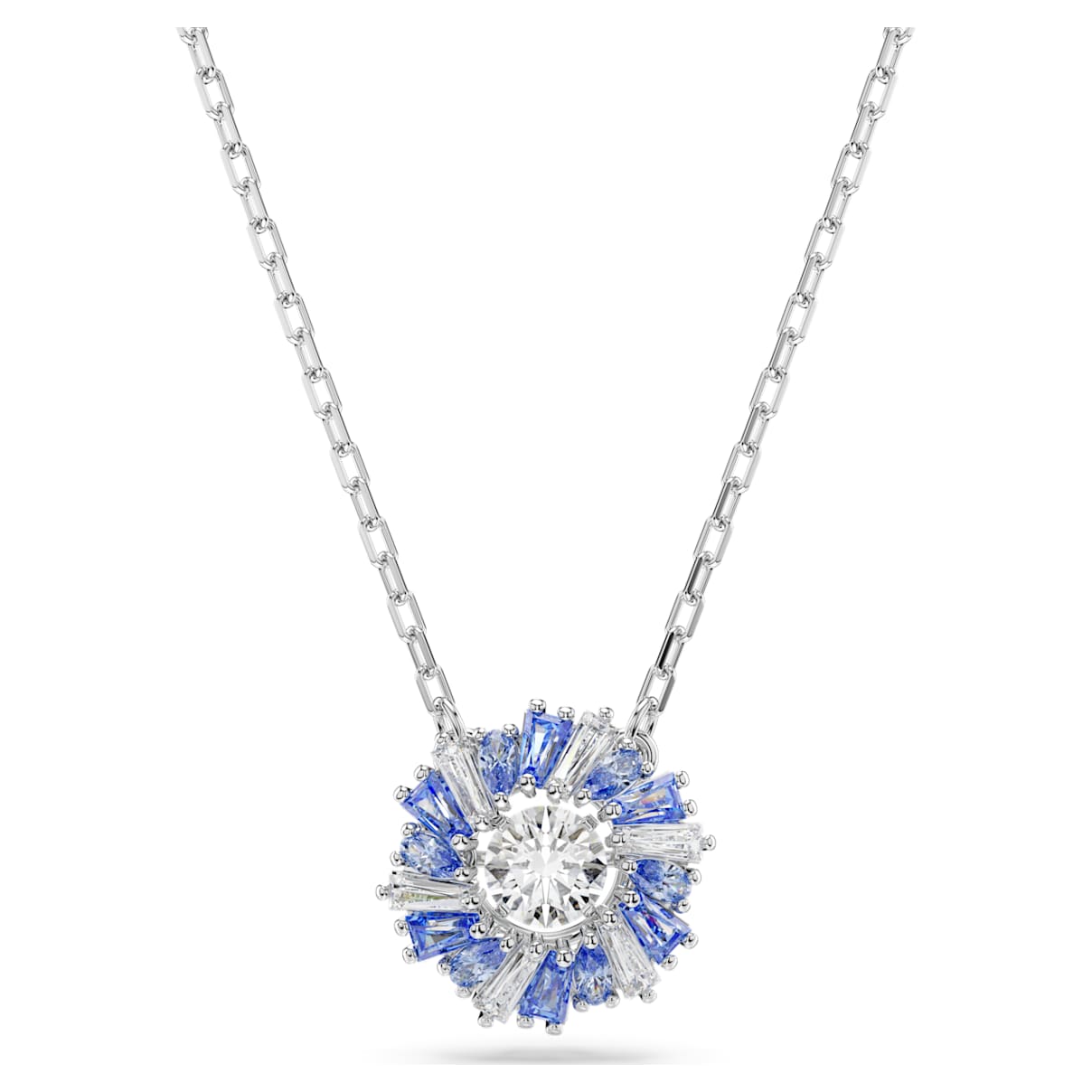 IDYLLIA PENDANT MIXED CUTS FLOWER BLUE RHODIUM PLATED