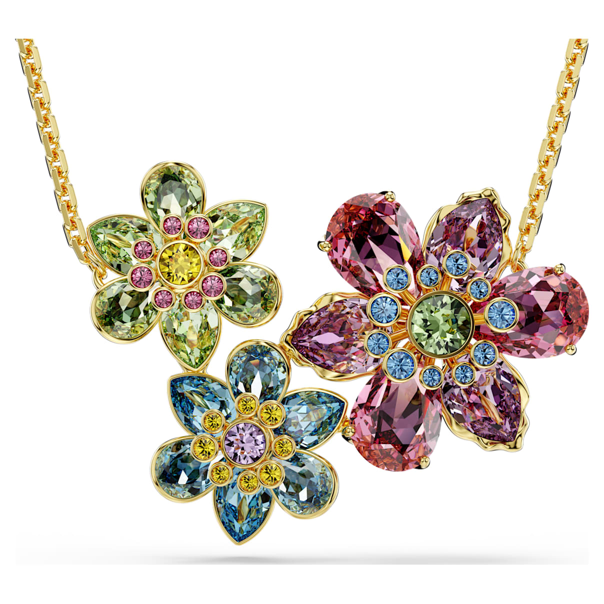 IDYLLIA PENDANT MIXED CUTS FLOWER MULTICOLORED GOLD TONE PLATED