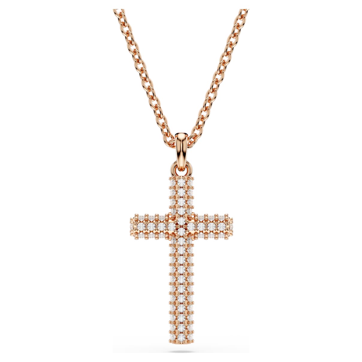 INSIGNE PENDANT CROSS WHITE ROSE GOLD TONE PLATED