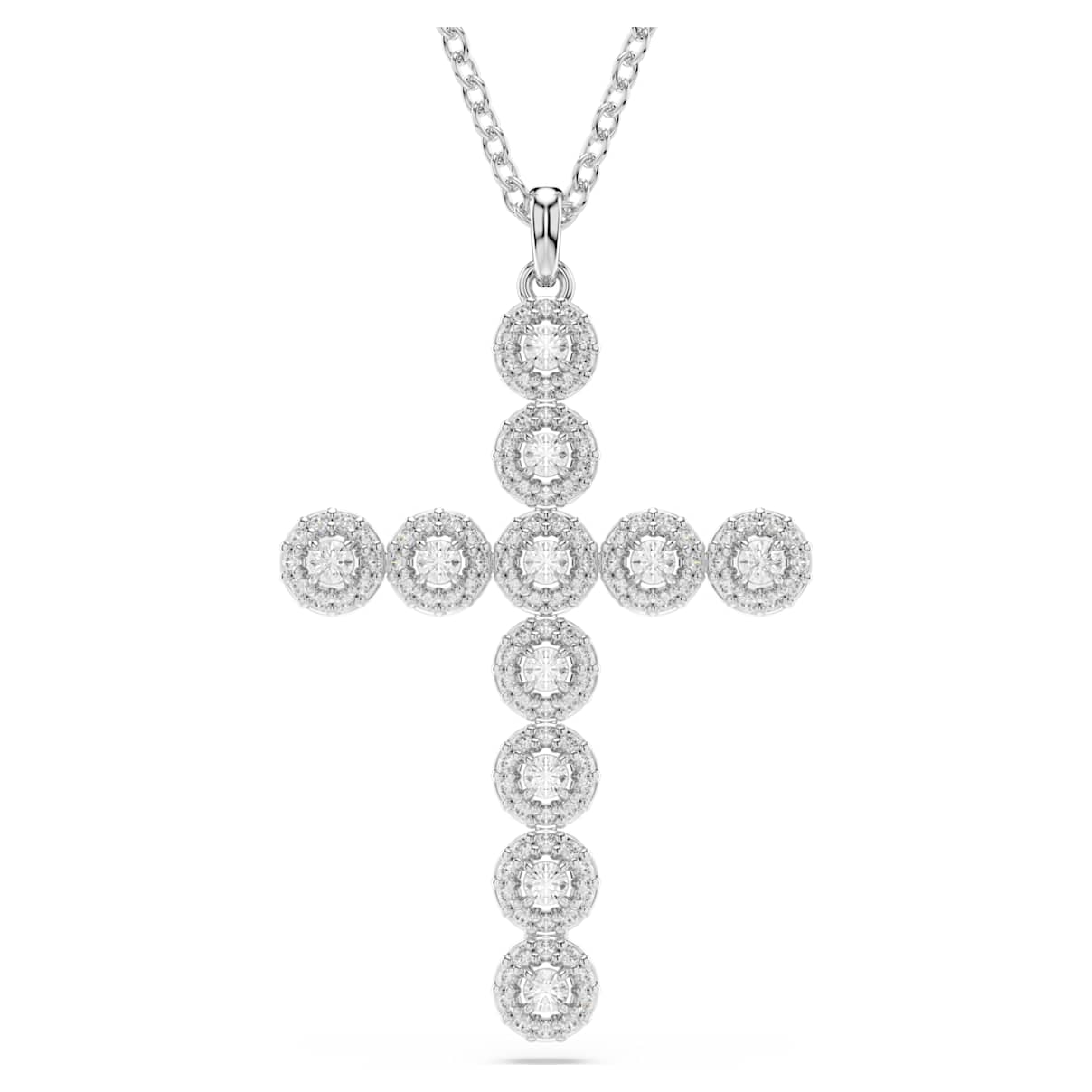 INSIGNE PENDANT MIXED CUTS CROSS WHITE RHODIUM PLATED