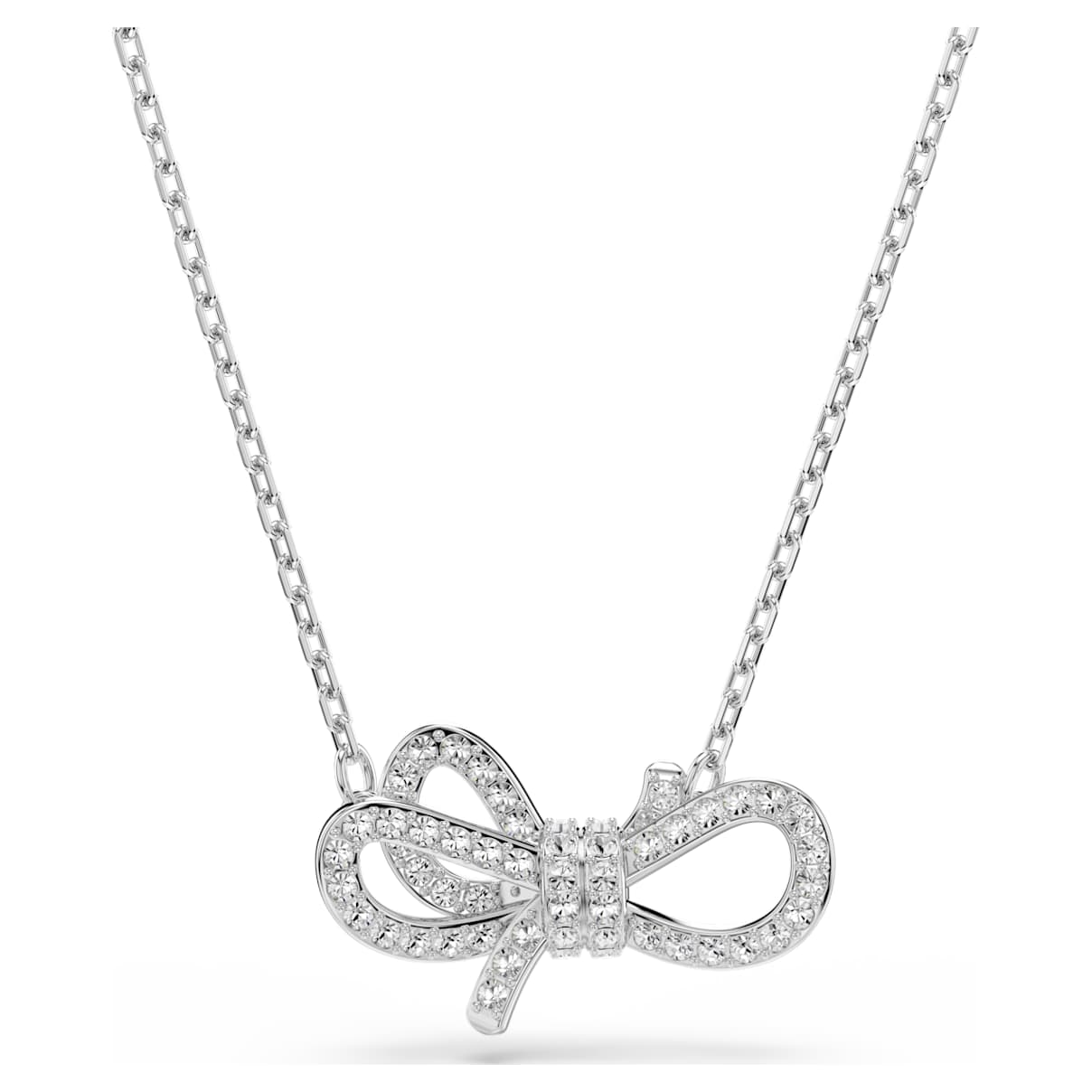 LIFELONG PENDANT PAVE BOW WHITE RHODIUM PLATED