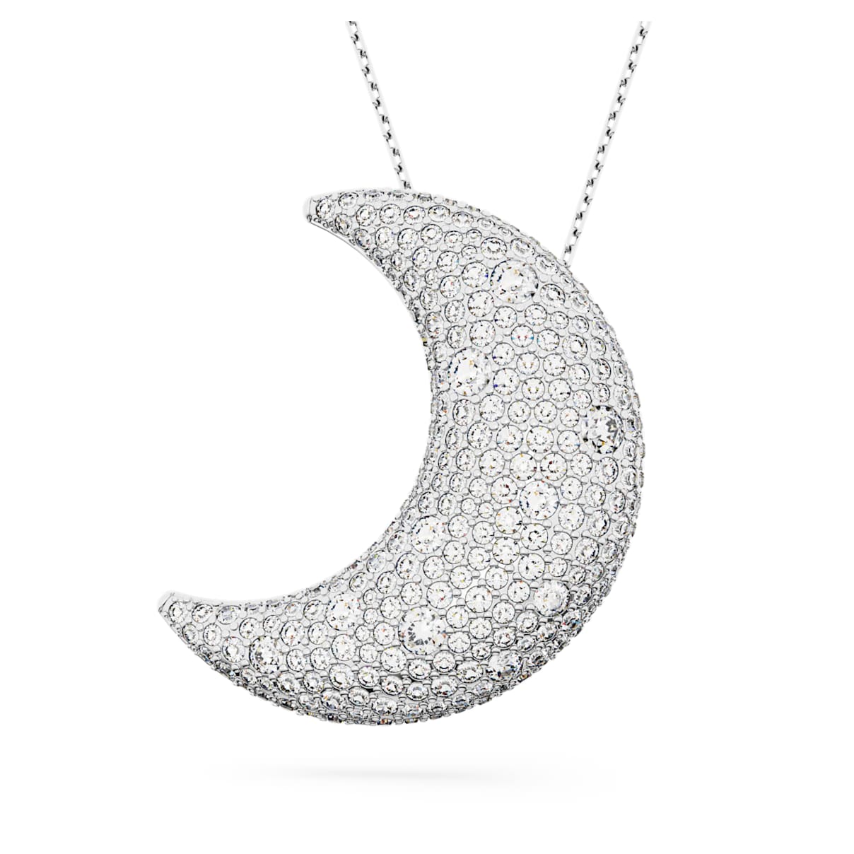 LUNA PENDANT MOON WHITE RHODIUM PLATED