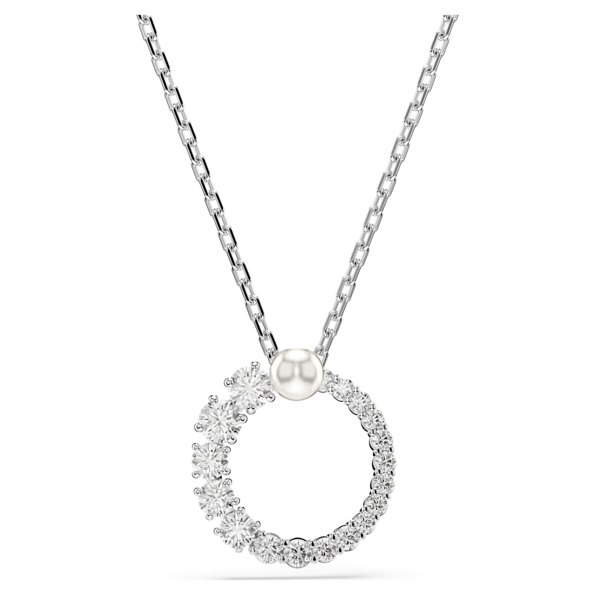 MATRIX PENDANT CRYSTAL PEARL ROUND CUT WHITE RHODIUM PLATED