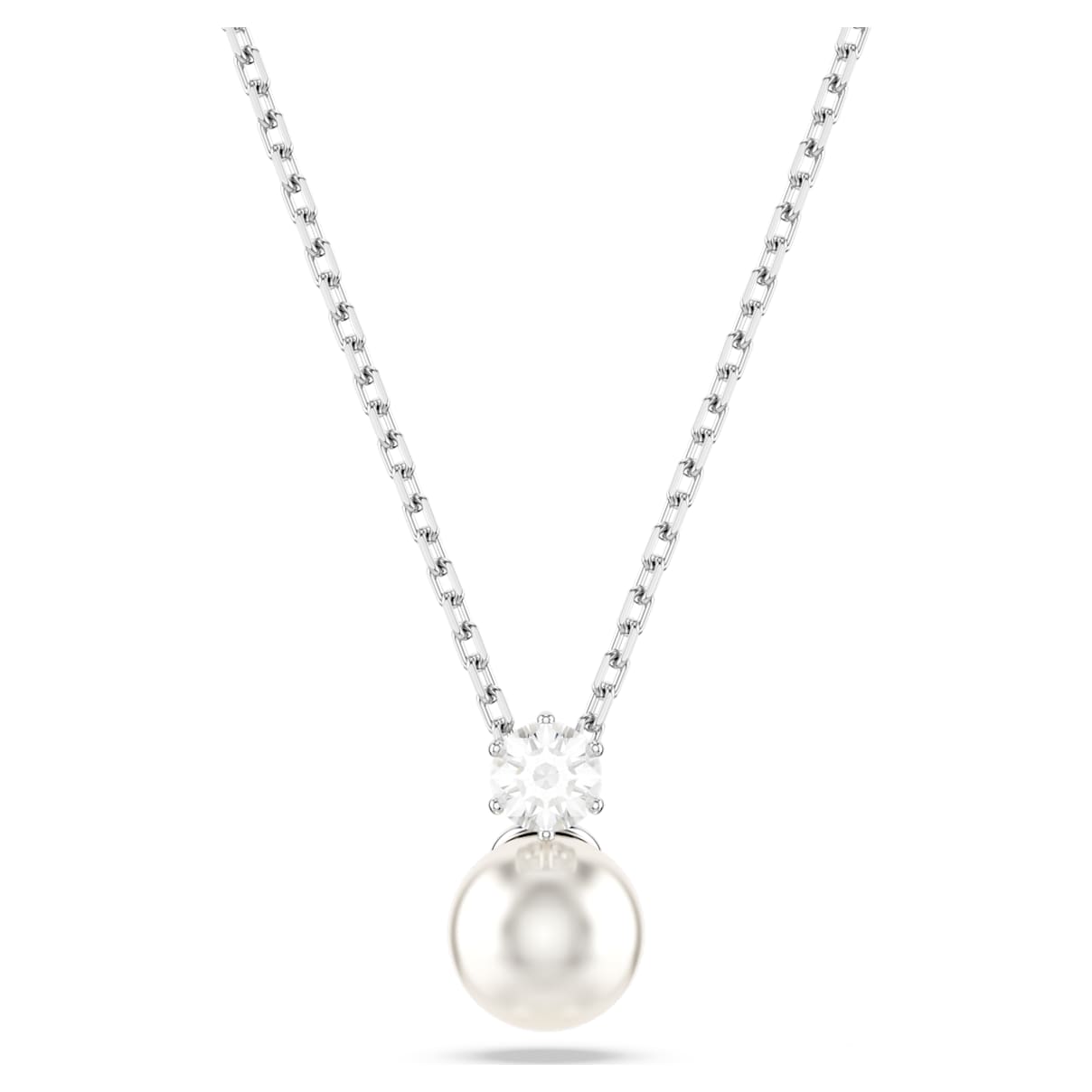 MATRIX PENDANT CRYSTAL PEARL ROUND CUT WHITE RHODIUM PLATED