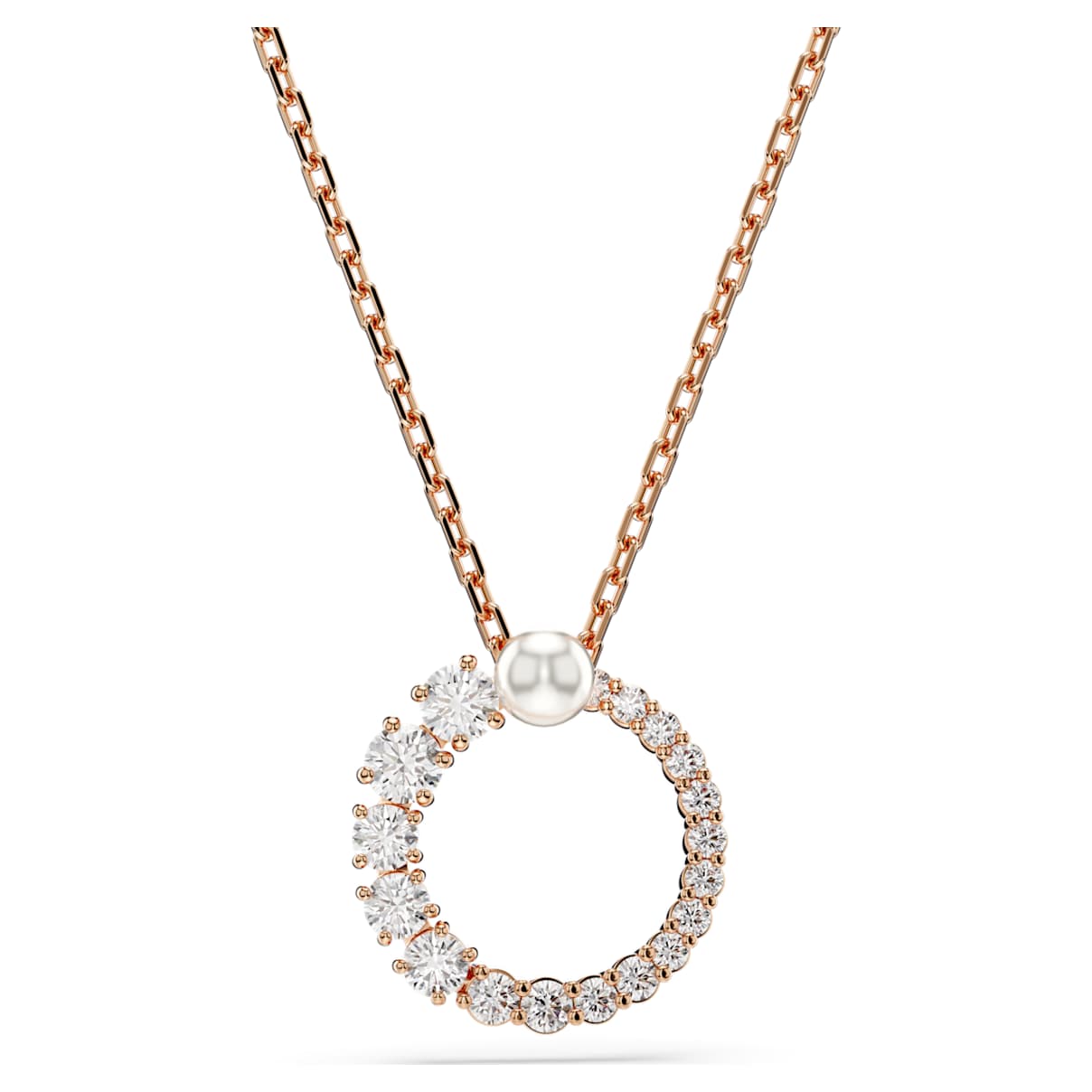MATRIX PENDANT CRYSTAL PEARL ROUND CUT WHITE ROSE GOLD TONE PLATED