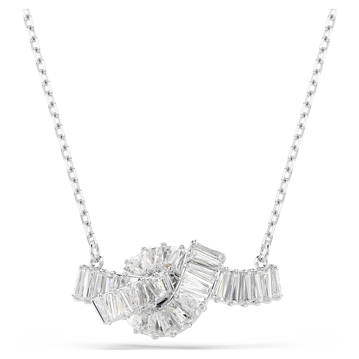 MATRIX PENDANT BAGUETTE CUT KNOT WHITE RHODIUM PLATED