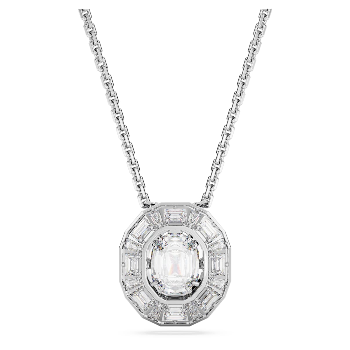 MESMERA PENDANT OCTAGON CUT SMALL WHITE RHODIUM PLATED