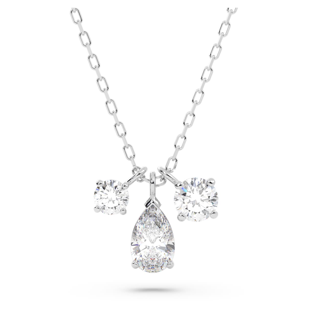 MESMERA PENDANT MIXED CUTS CLUSTER WHITE RHODIUM PLATED