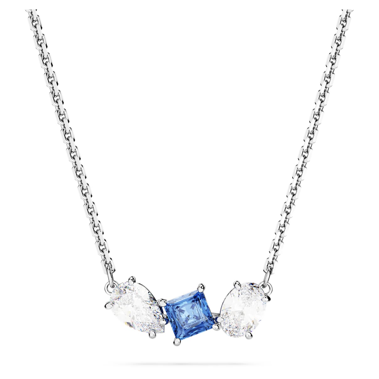 MESMERA PENDANT MIXED CUTS BLUE RHODIUM PLATED