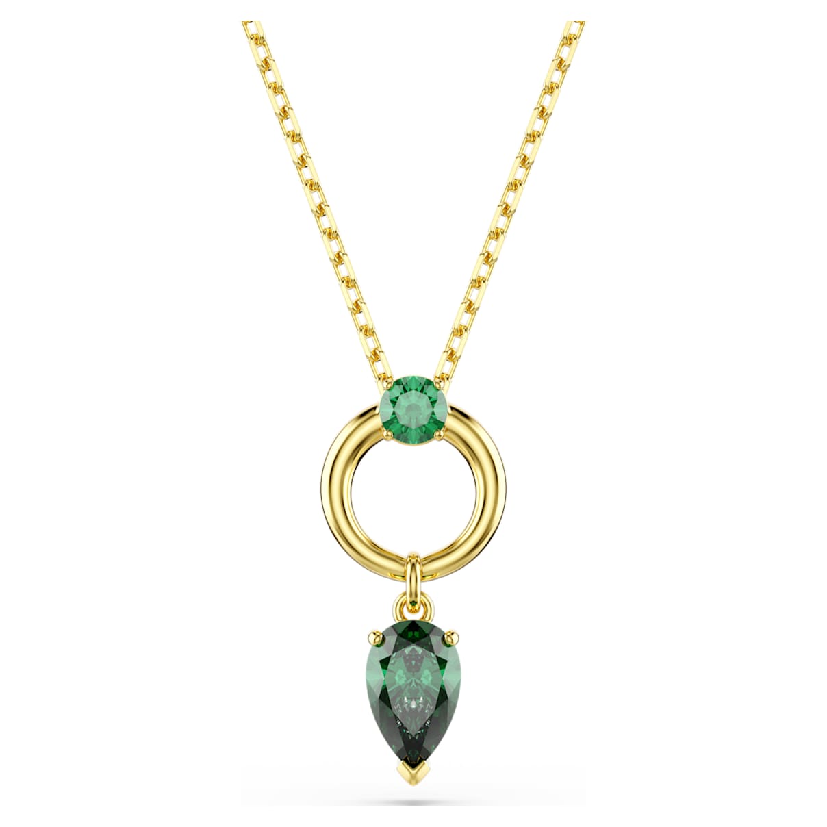 MESMERA PENDANT MIXED CUTS GREEN GOLD TONE PLATED