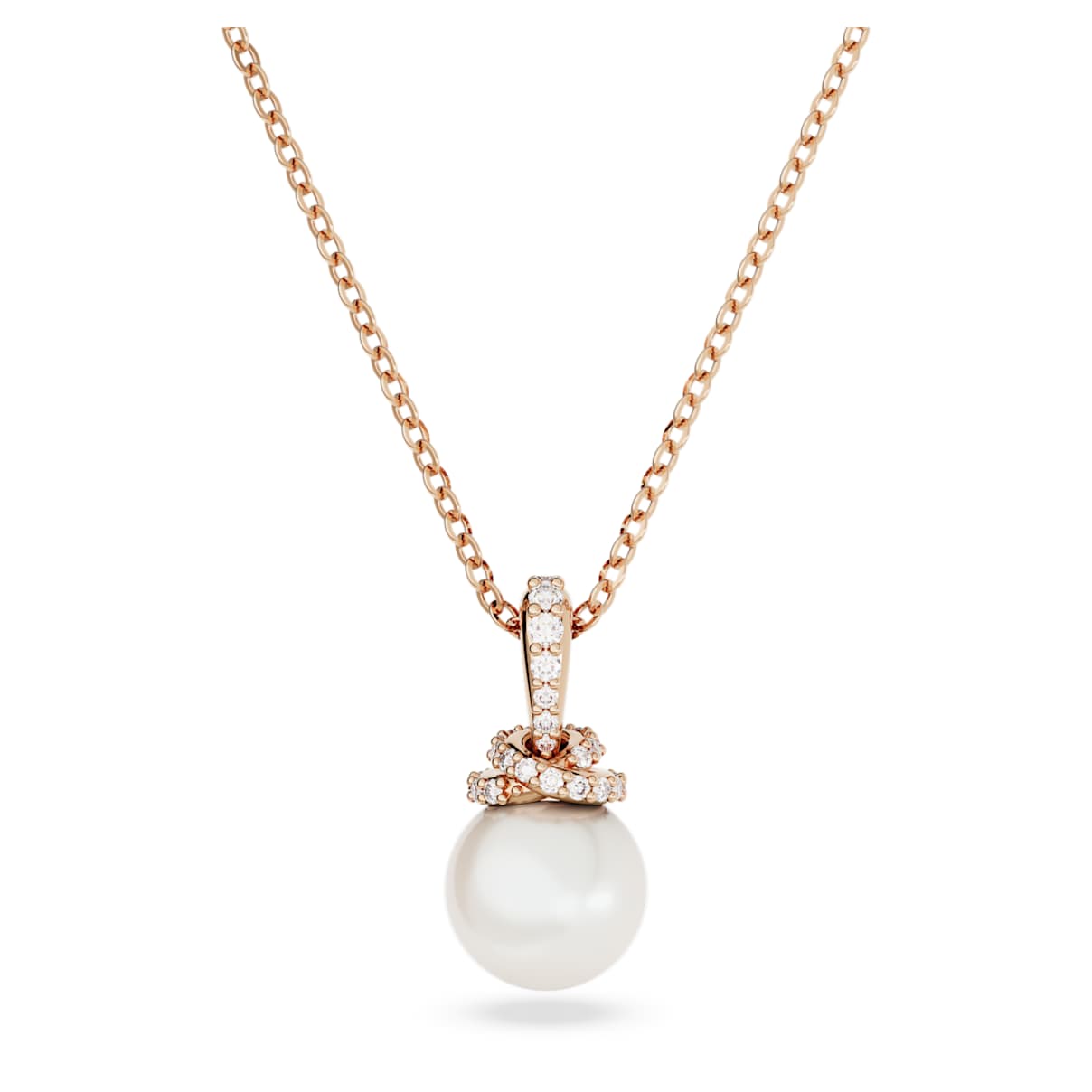 ORIGINALLY PENDANT CRYSTAL PEARL WHITE ROSE GOLD TONE PLATED