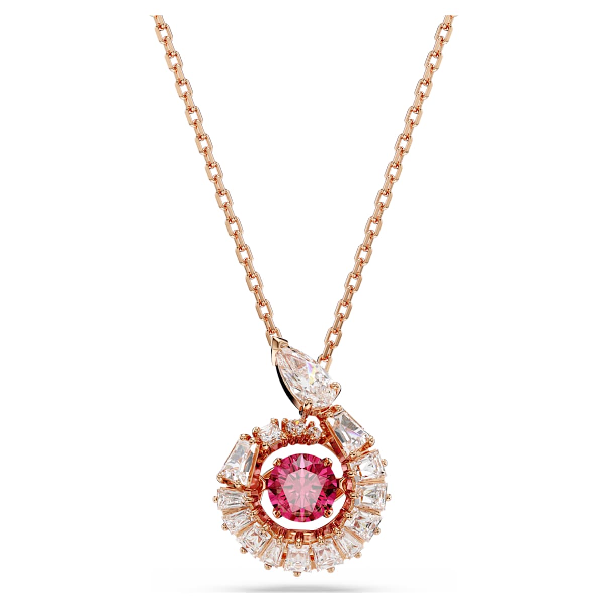 SNAKE PENDANT MIXED CUTS YEAR OF THE SNAKE RED ROSE GOLD TONE PLATED
