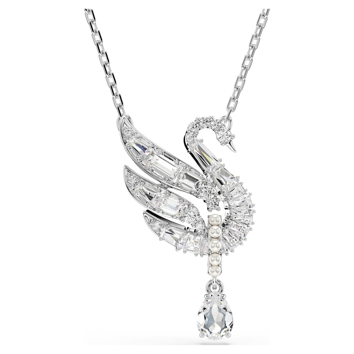SWAN PENDANT SWAN WHITE RHODIUM PLATED