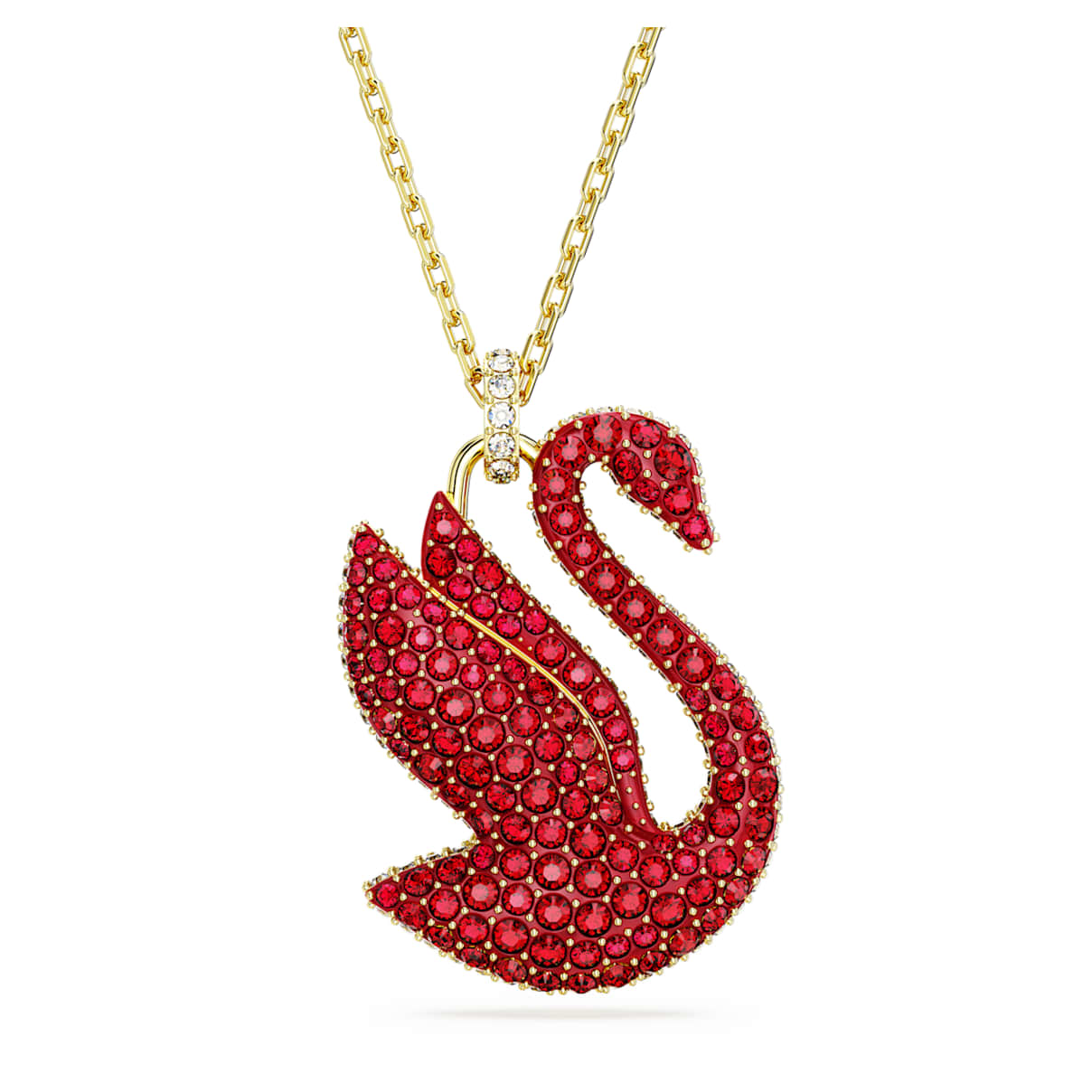 SWAN PENDANT SWAN LARGE RED GOLD TONE PLATED