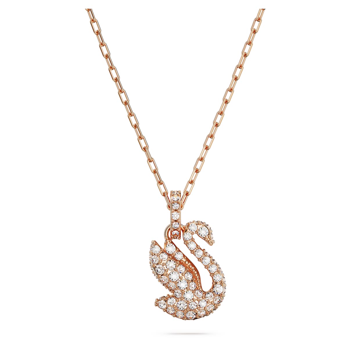SWAN PENDANT SWAN SMALL WHITE ROSE GOLD TONE PLATED