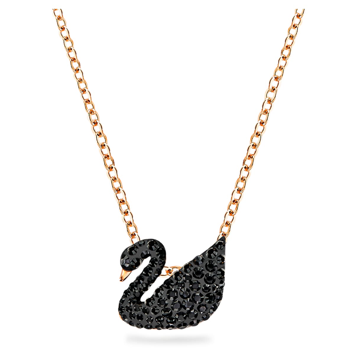 SWAN PENDANT SWAN SMALL BLACK ROSE GOLD TONE PLATED
