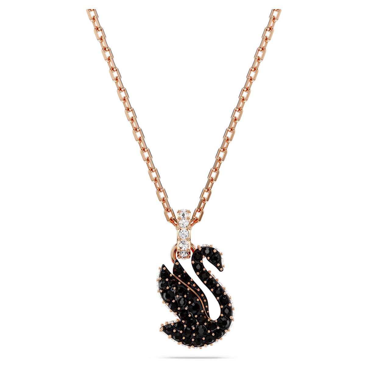 SWAN PENDANT SWAN SMALL BLACK ROSE GOLD TONE PLATED