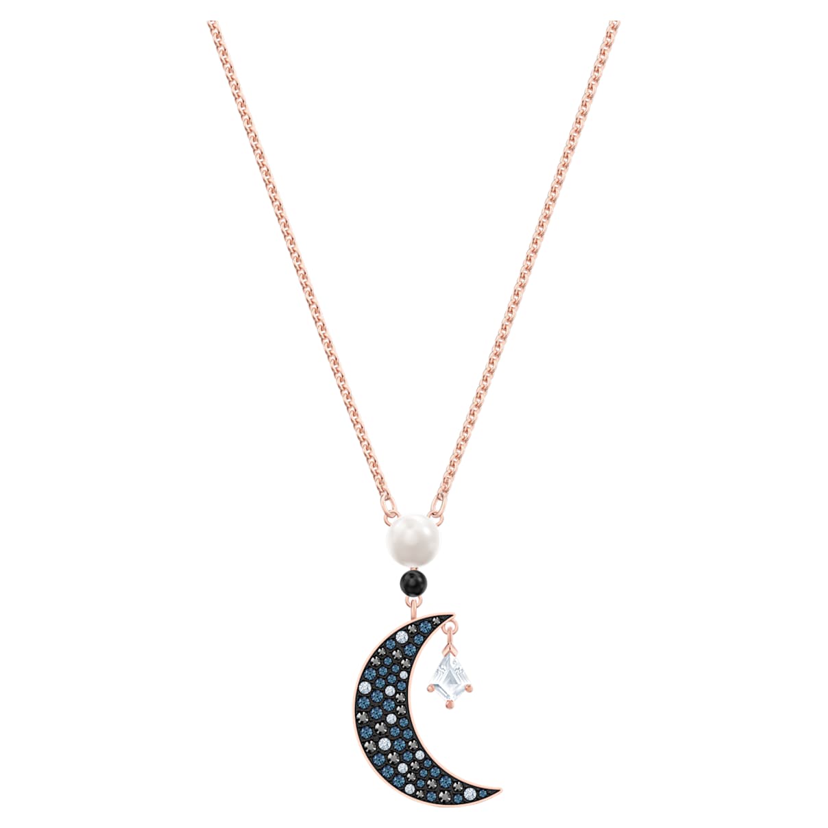 SYMBOLICA PENDANT MOON AND STAR MULTICOLORED ROSE GOLD TONE PLATED