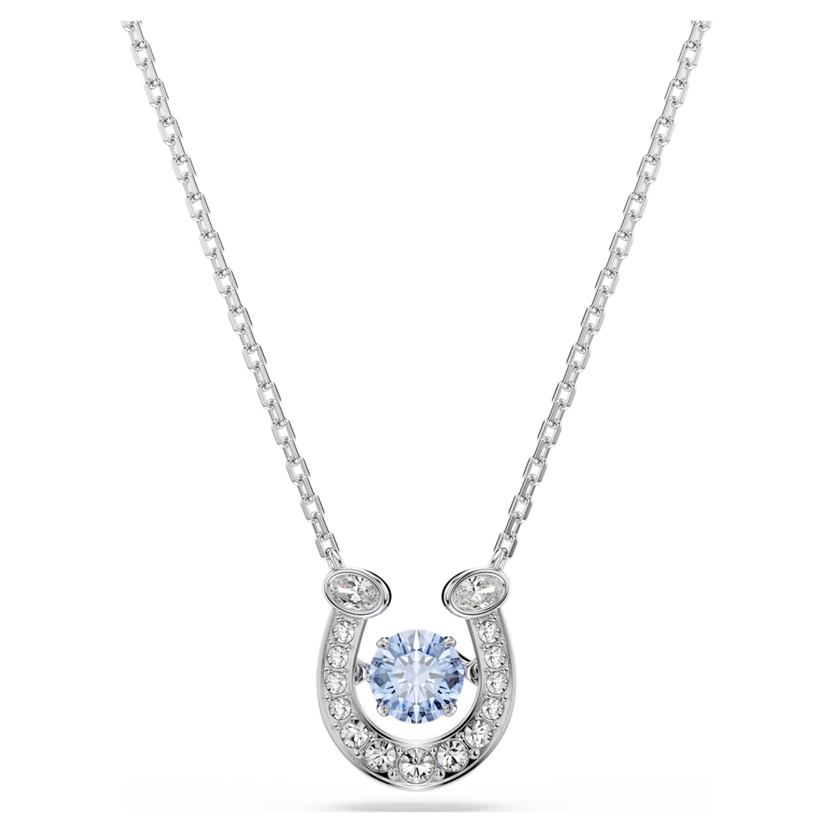 SYMBOLICA PENDANT ROUND CUT PAVE HORSE SHOE BLUE RHODIUM PLATED