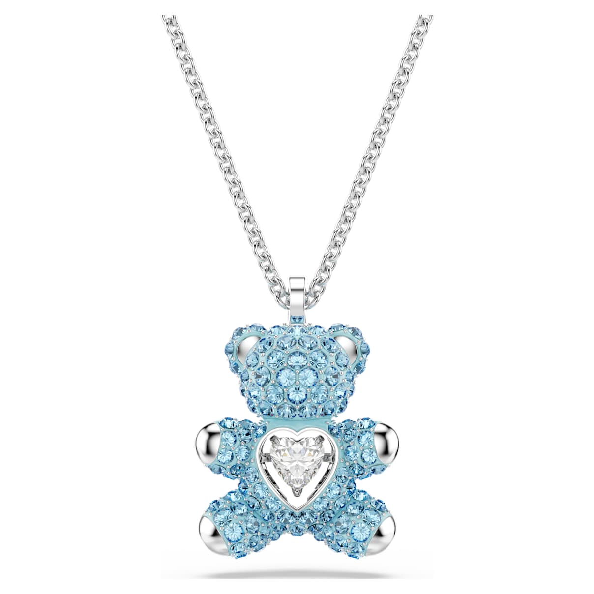 TEDDY PENDANT BEAR BLUE RHODIUM PLATED