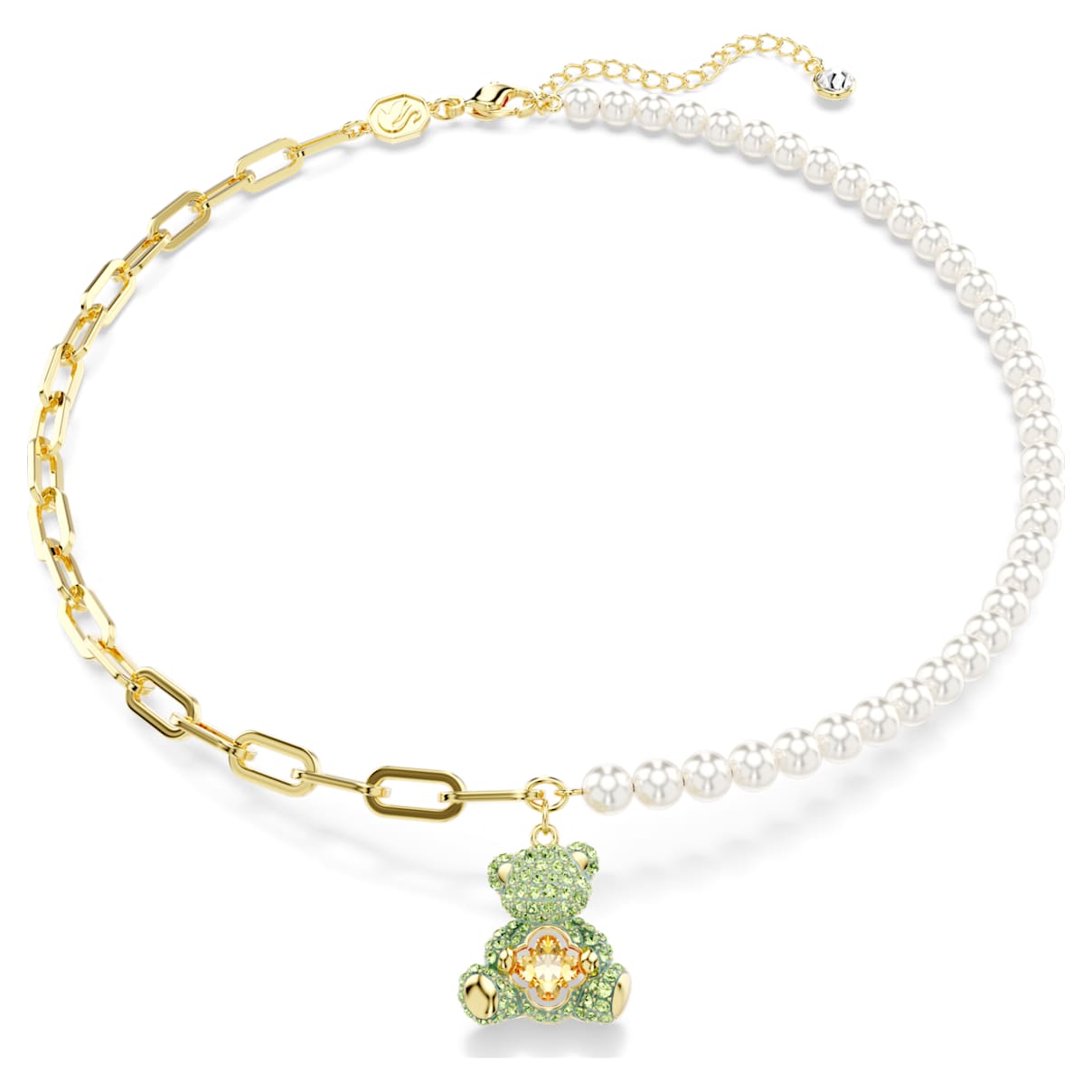 TEDDY PENDANT CRYSTAL PEARL BEAR MULTICOLORED GOLD TONE PLATED