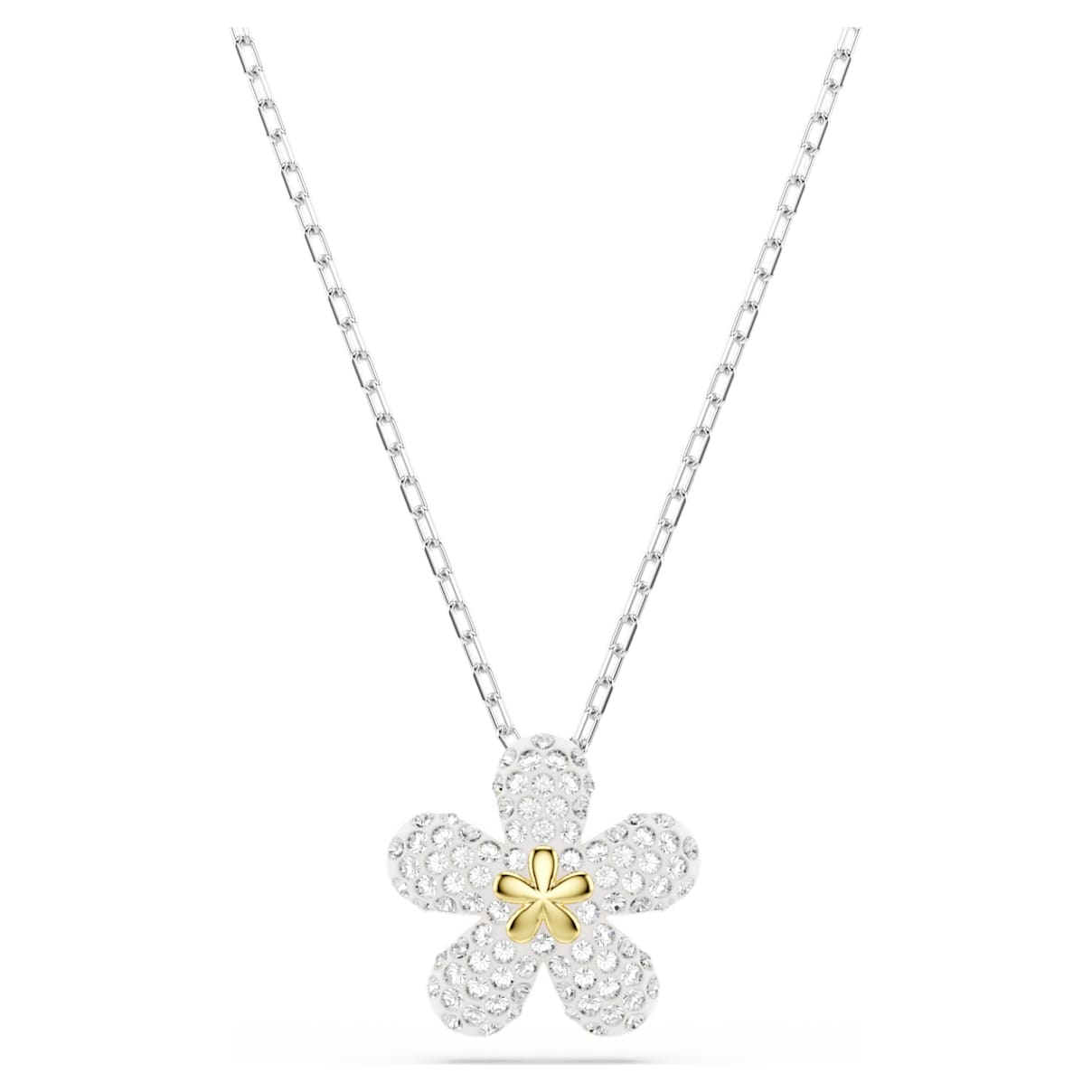 TOUGH PENDANT PAVE FLOWER WHITE MIXED METAL FINISH