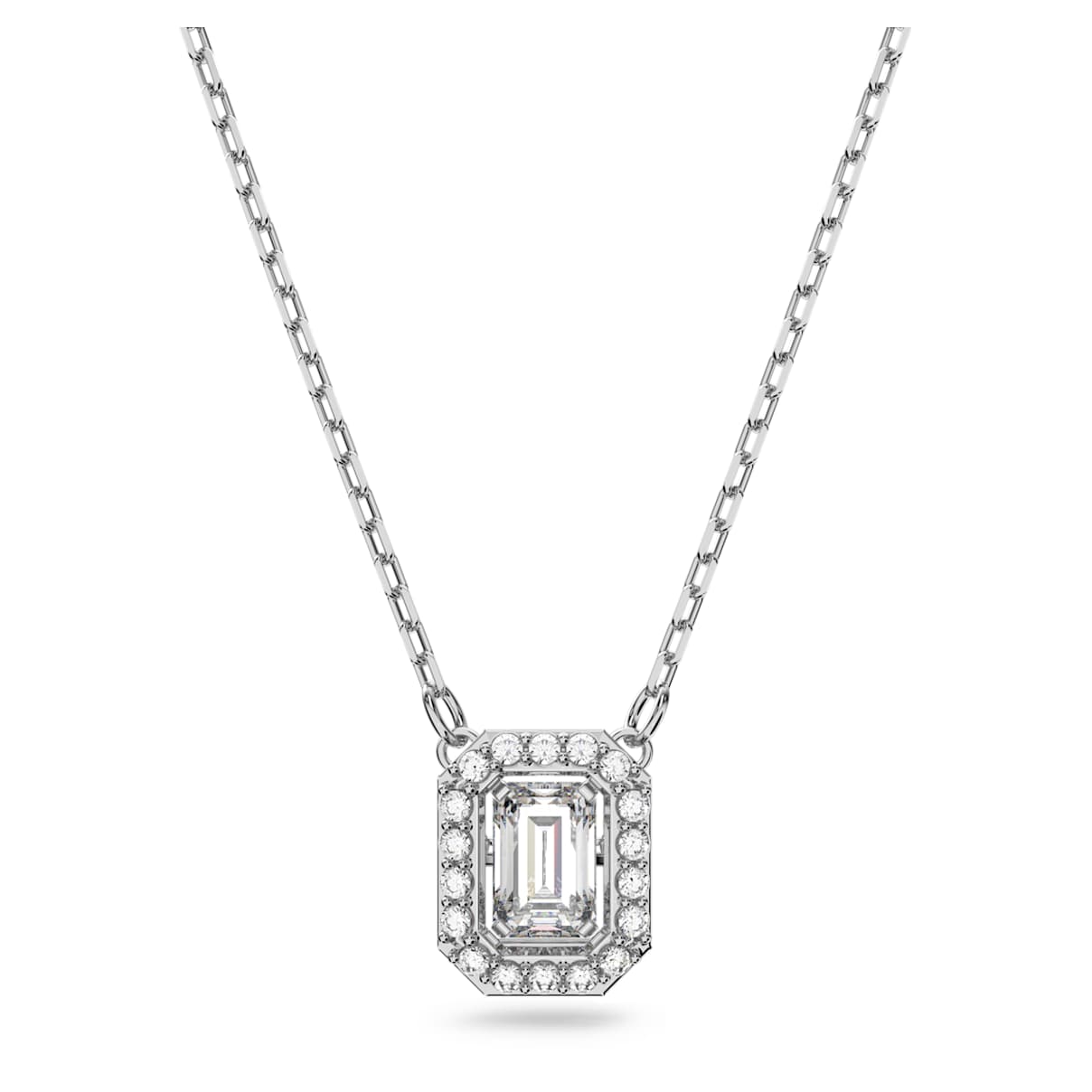 UNA PENDANT OCTAGON CUT WHITE RHODIUM PLATED