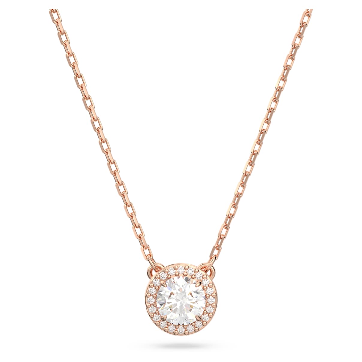 UNA ANGELIC PENDANT ROUND CUT PAVE WHITE ROSE GOLD TONE PLATED