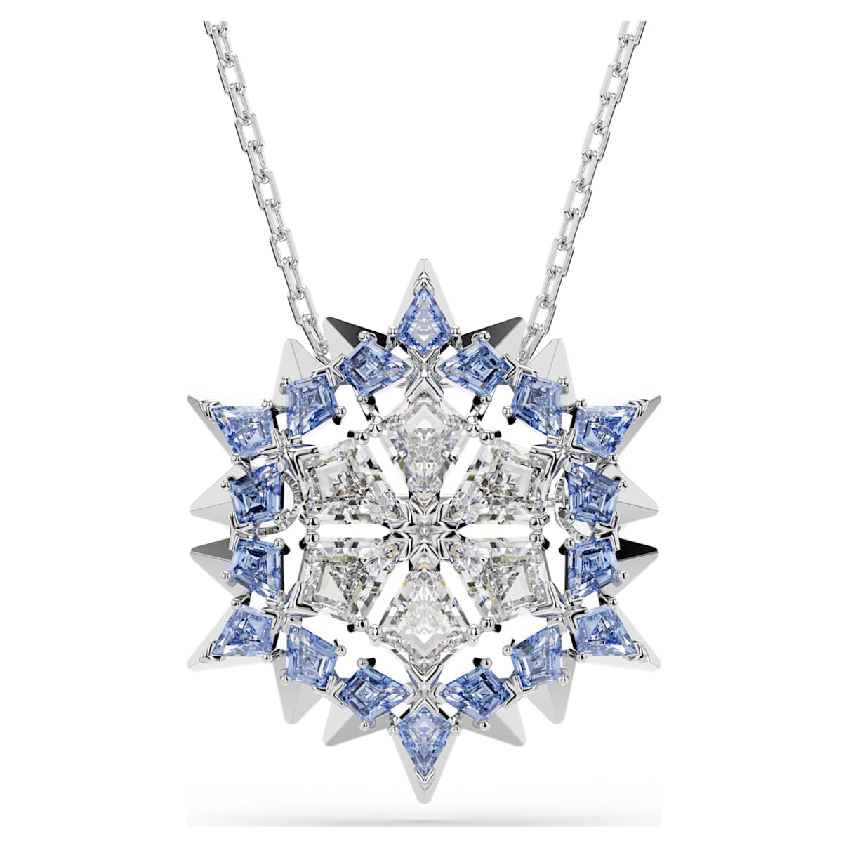 MAGIC PENDANT AND BROOCH SNOWFLAKE BLUE RHODIUM PLATED