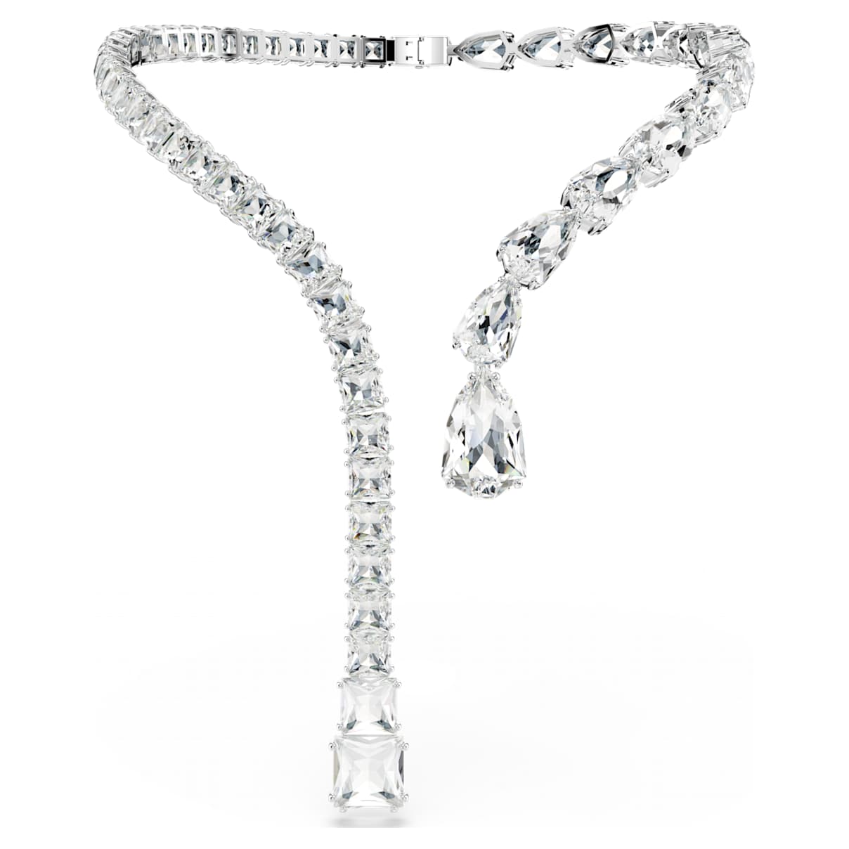 MATRIX OPEN NECKLACE MIXED CUTS WHITE RHODIUM PLATED
