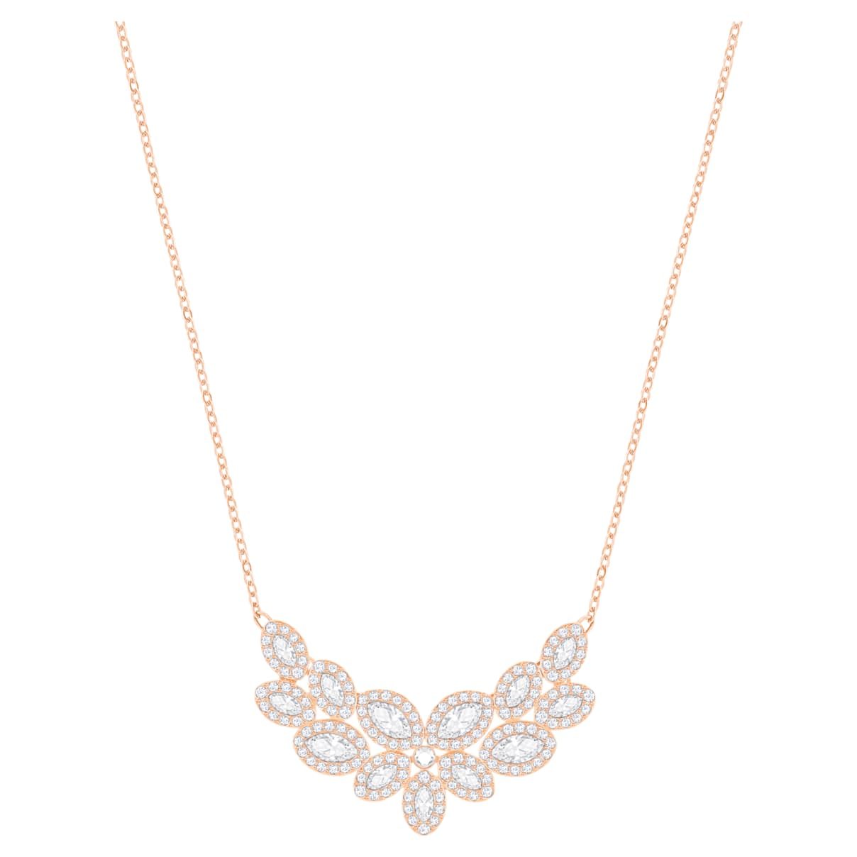 BARON NECKLACE LEAF WHITE ROSE GOLD TONE PLATED