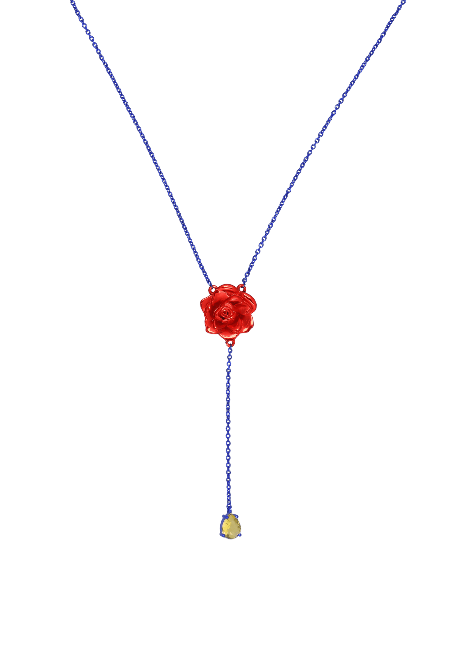Batou Blue And Orange Rose Necklace