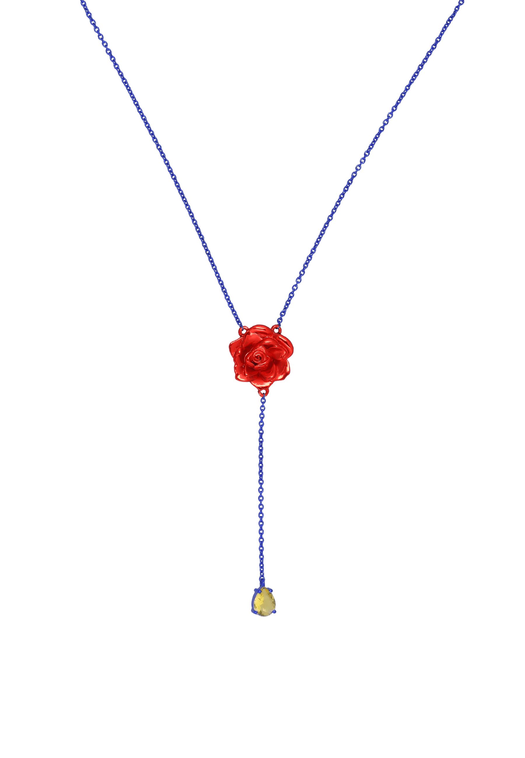 Batou Blue And Orange Rose Necklace