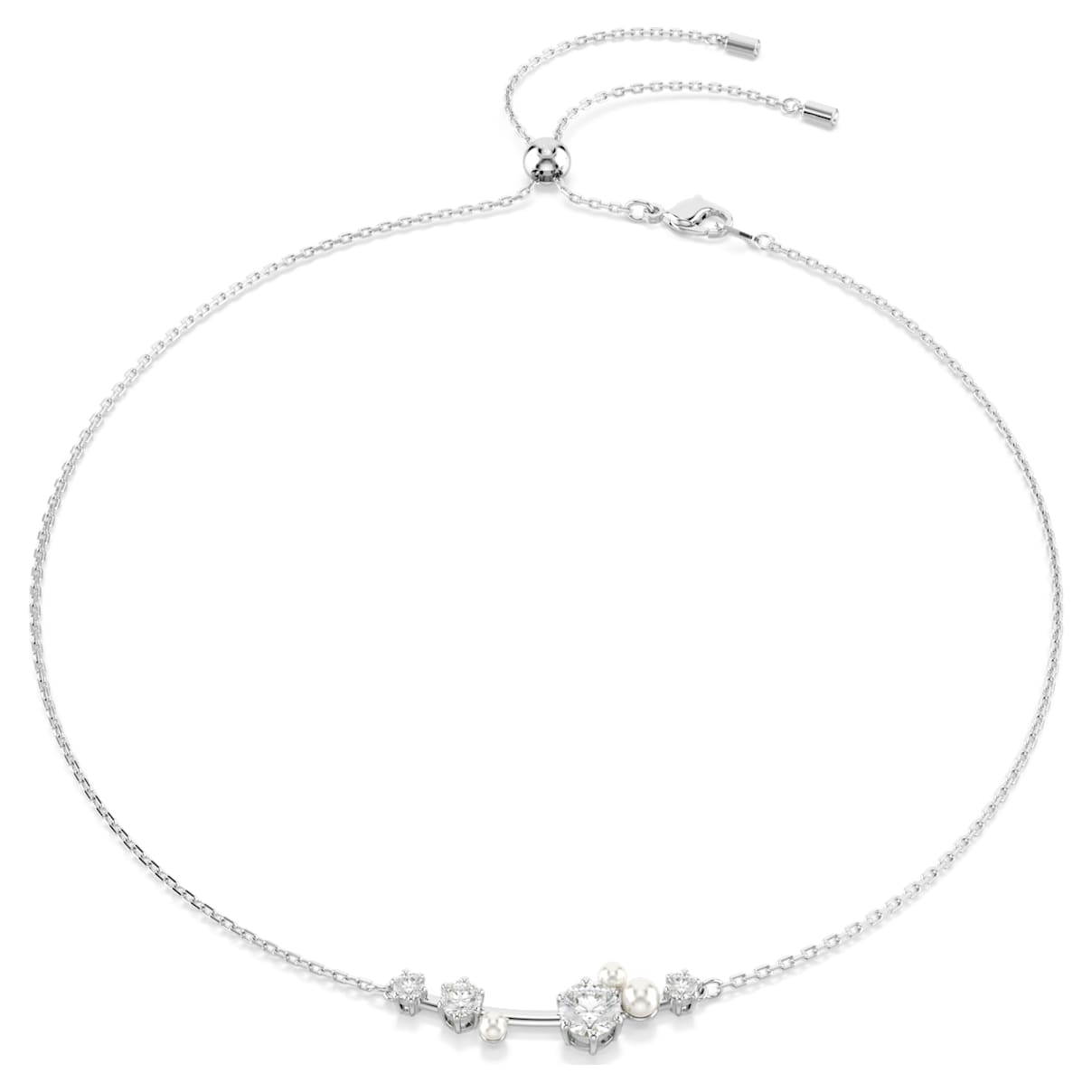 CONSTELLA NECKLACE CRYSTAL PEARL ROUND CUTS WHITE RHODIUM PLATED