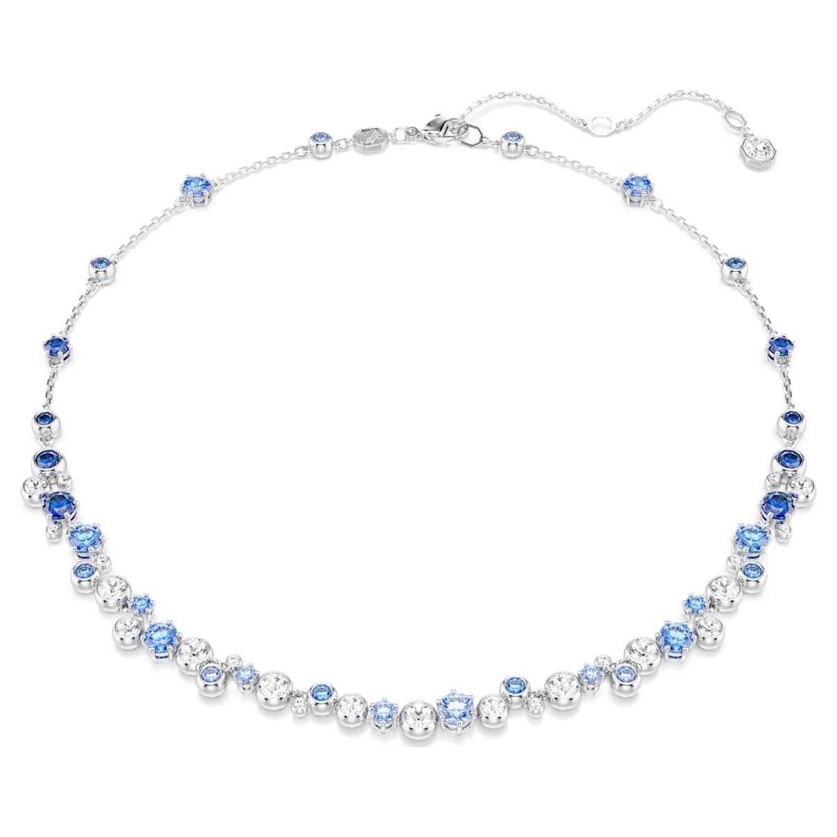CONSTELLA NECKLACE MIXED CUTS BLUE RHODIUM PLATED