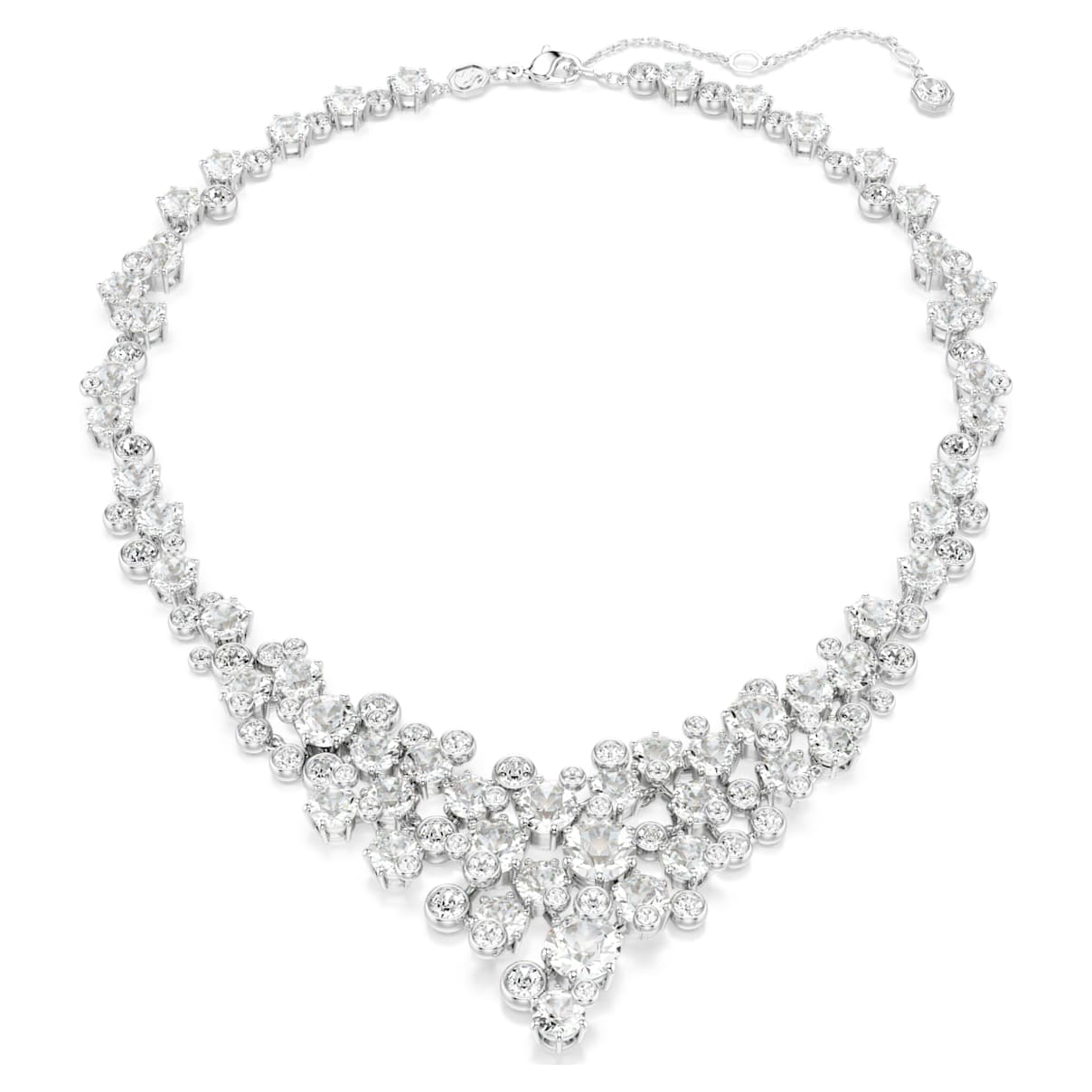CONSTELLA NECKLACE MIXED CUTS CLASP WHITE RHODIUM PLATED