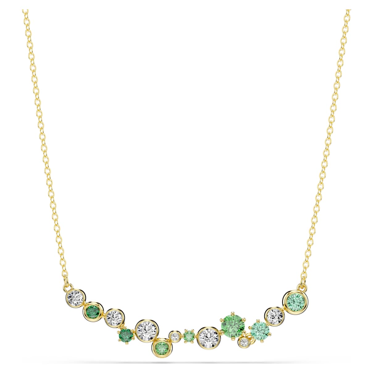 CONSTELLA NECKLACE MIXED CUTS GREEN GOLD TONE PLATED