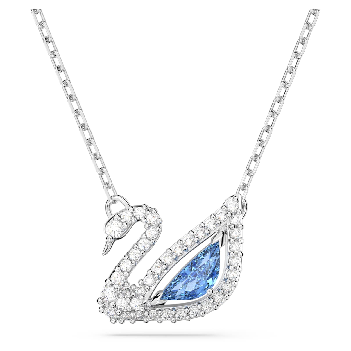 DAZZLING SWAN NECKLACE SWAN BLUE RHODIUM PLATED