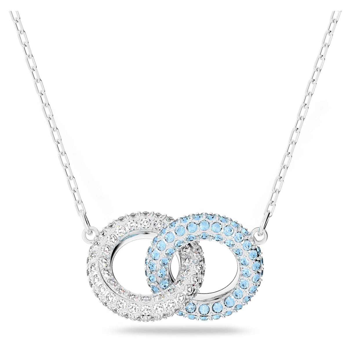 DEXTERA NECKLACE PAVE INTERTWINED CIRCLES BLUE RHODIUM PLATED