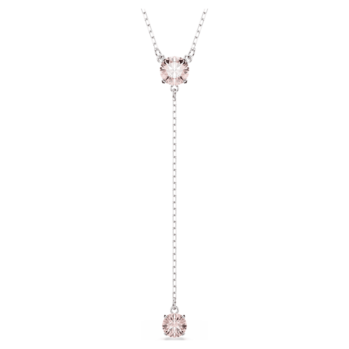 ATTRACT Y NECKLACE ROUND CUT PINK RHODIUM PLATED