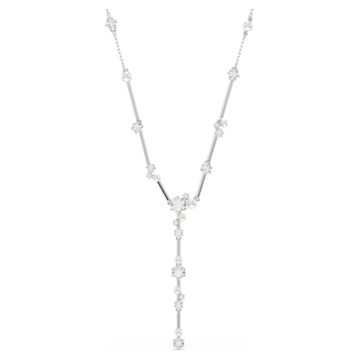 CONSTELLA Y NECKLACE CRYSTAL PEARL ROUND CUTS WHITE RHODIUM PLATED