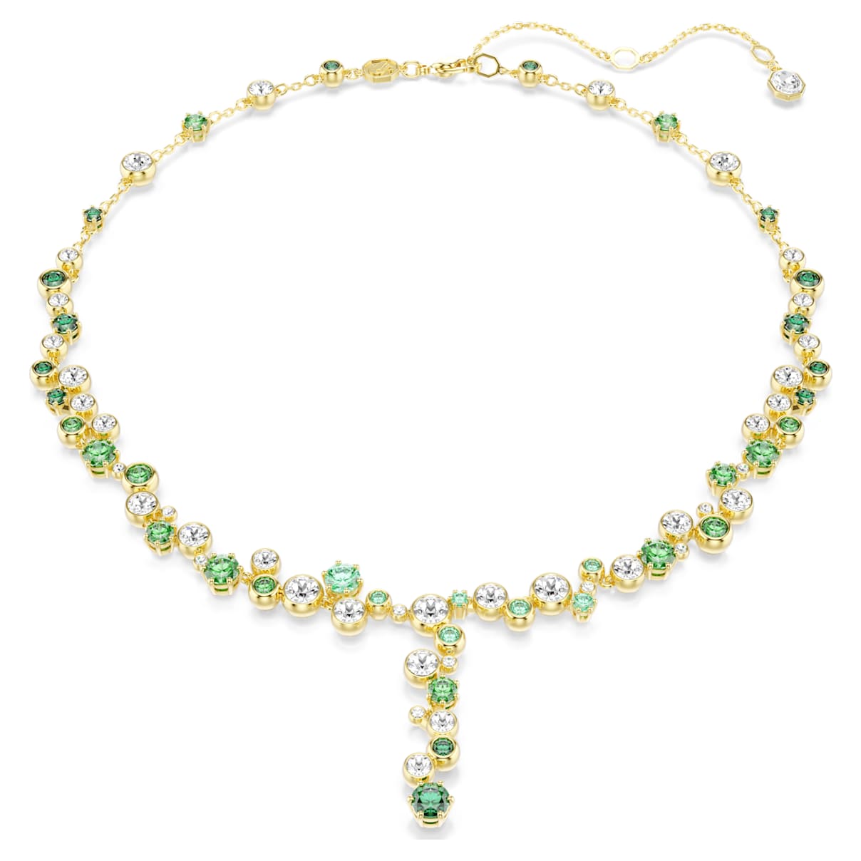 CONSTELLA Y NECKLACE MIXED CUTS GREEN GOLD TONE PLATED